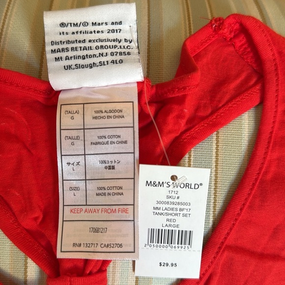 M&M'S WORLD ❤️RED❤️ 2PC TANK AND SHORT SET SIZE LARGE 🌟NWT🌟 - Picture 5 of 14